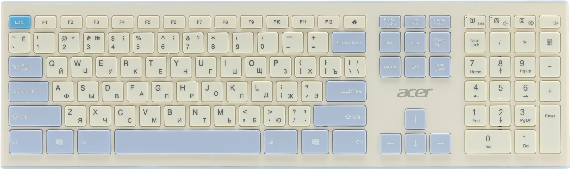 Клавиатура + мышь Acer OCC205 клав:белый/голубой мышь:белый/голубой USB беспроводная slim (ZL.ACCEE.00C)