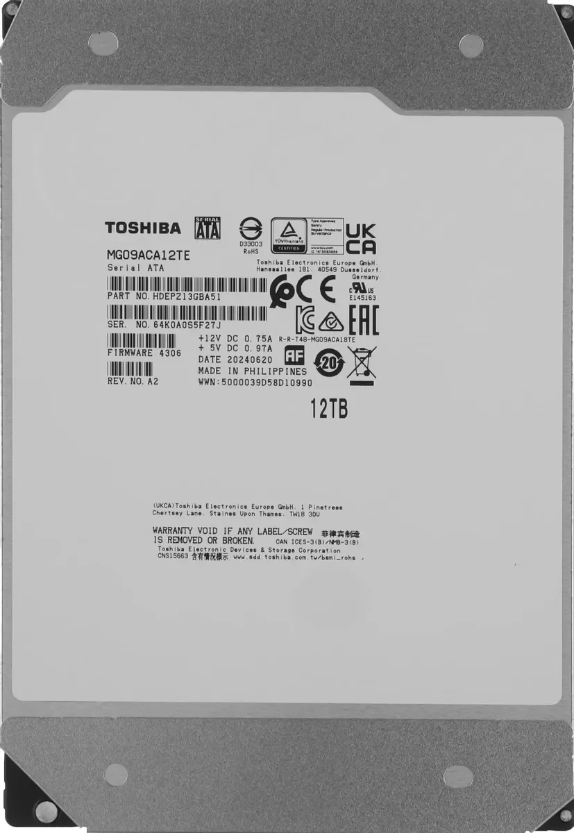 Жесткий диск Toshiba Enterprise Capacity MG09ACA12TE, 12ТБ, HDD, SATA III, 3.5"