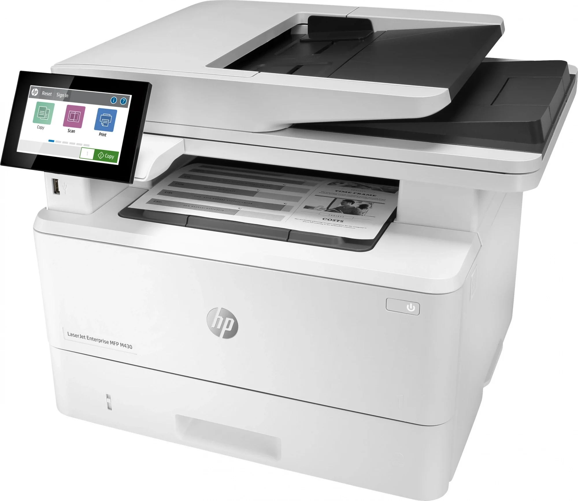 МФУ лазерный HP LaserJet Enterprise M430f черно-белая печать, A4, цвет белый 3PZ55A