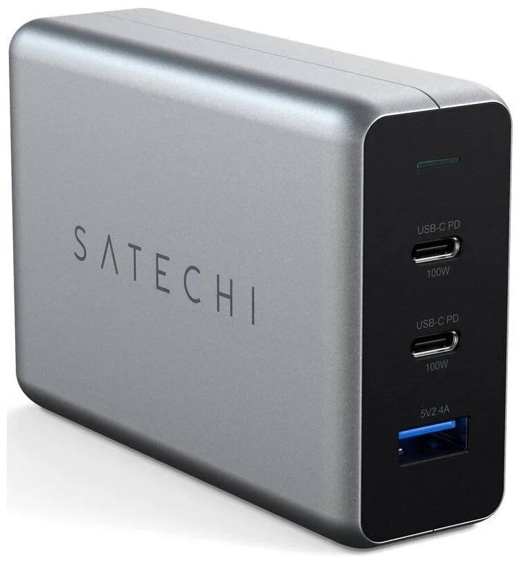 Сетевое зарядное устройство Satechi 100W USB-C PD Compact GaN Charger, серый