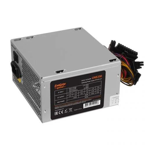 Блок питания 350W ExeGate Special UNS350, ATX, PC, 12cm fan, 24p+4p, 3*SATA, 2*IDE, FDD + кабель 220V в комплекте ES261566RUS-PC