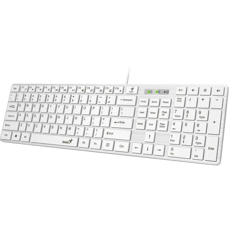 Клавиатура проводная Genius SlimStar 126, мембранная, USB, белый (31310017410)