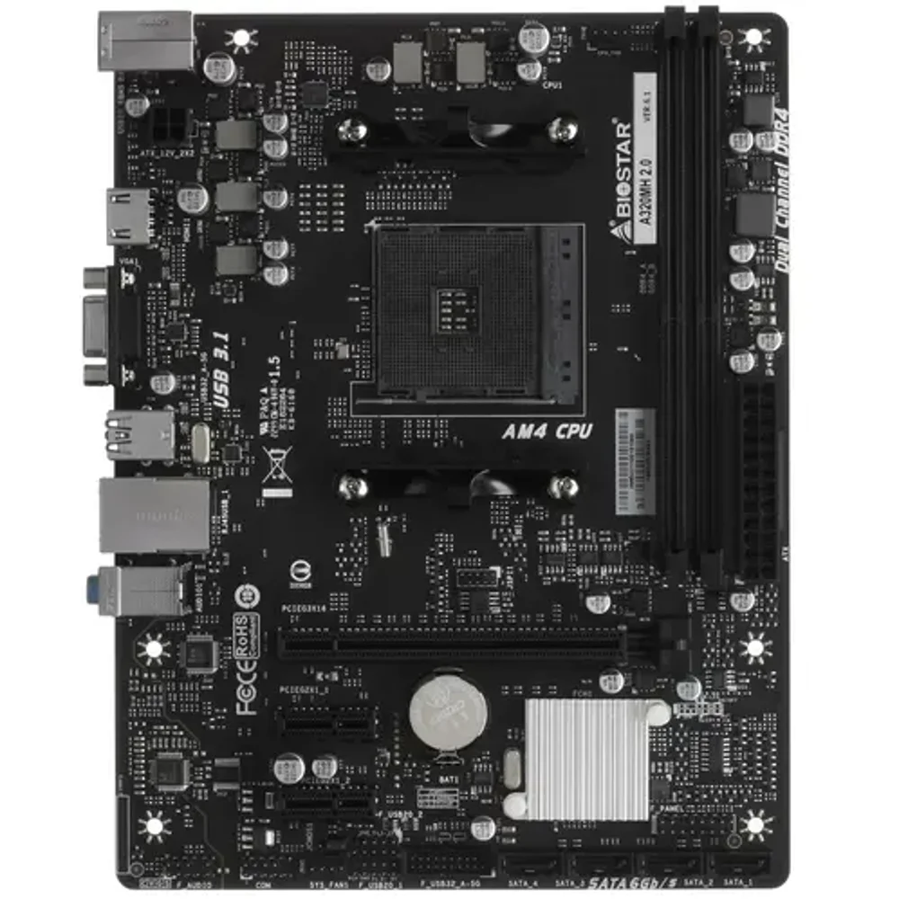 Материнская плата Biostar A320MH 2.0 Ver. 6.1  (mATX, A320, 2хDDR4, 3хPCIe, 1хVGA, 1хHDMI, 3хAudio Jack)