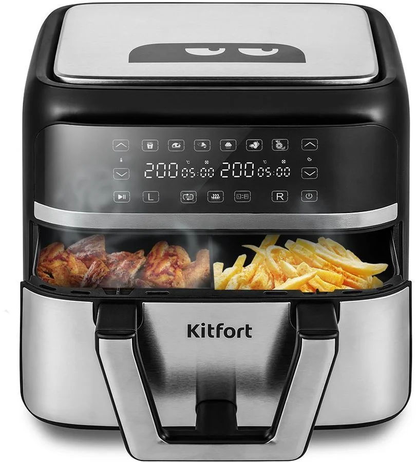 Аэрогриль KitFort КТ-2247,  черный и серебристый