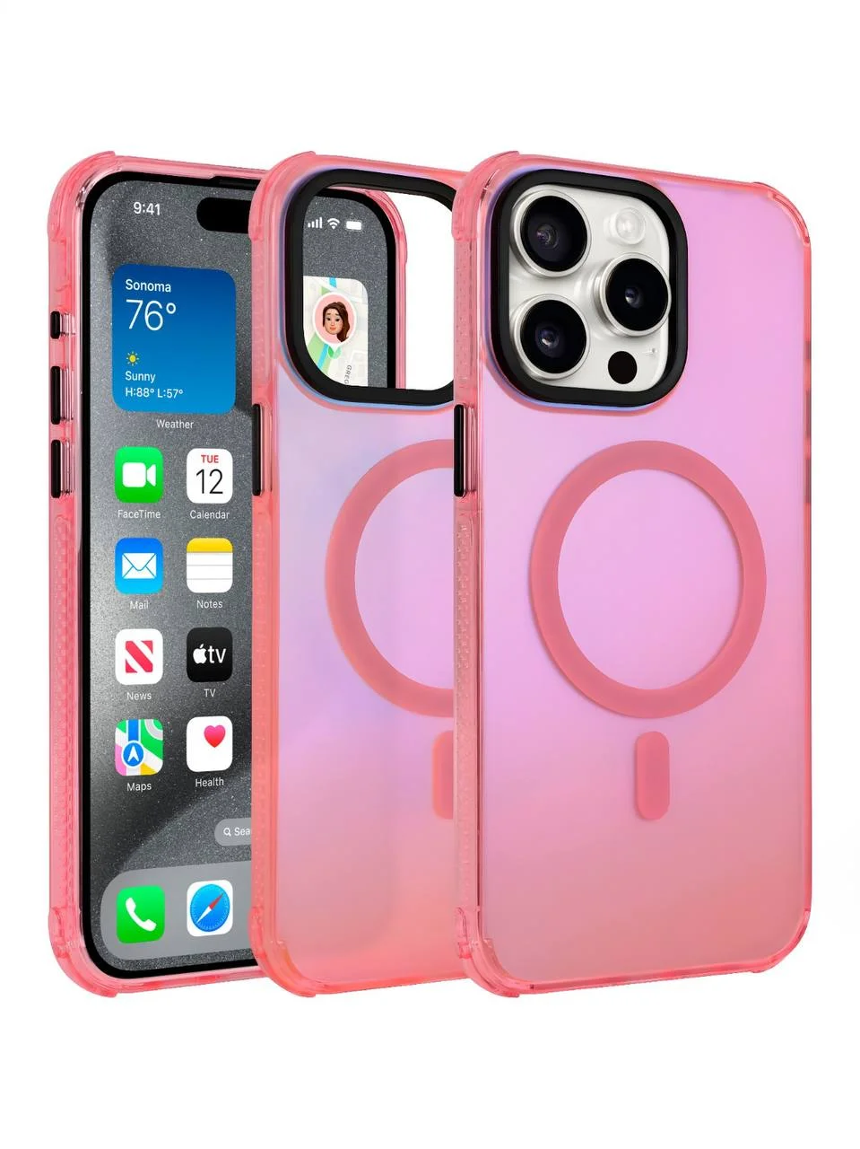 Чехол накладка iPhone 15 6.1" Gurdini Asty Series with Magsafe Pink