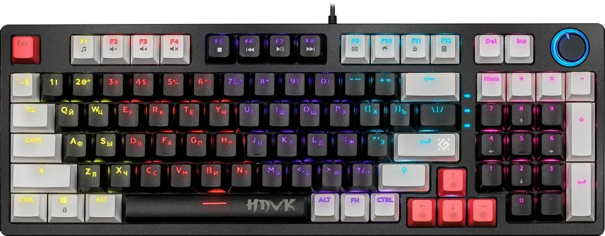 Клавиатура Defender Hawk GK-418,  USB, черный + белый [45419]