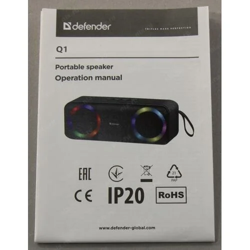 Портативная колонка 10W BLACK 65301 DEFENDER Портативная акустическая Bluetooth система с LED подсветкой, встроенным MP3-плеером и FM-тюнером. Поддержка флеш накопителей и карт памяти microSD. Bluetooth 5.3