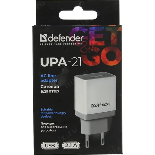 Адаптер питания UPA-21 5V/2.1A 1XUSB WHITE 83571 DEFENDER