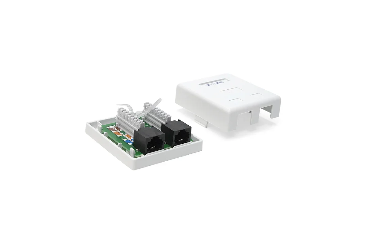 Розетка Lanmaster (TWT-SM2-4545/6-WH) настен.RJ45 2 кат.6 UTP бел.