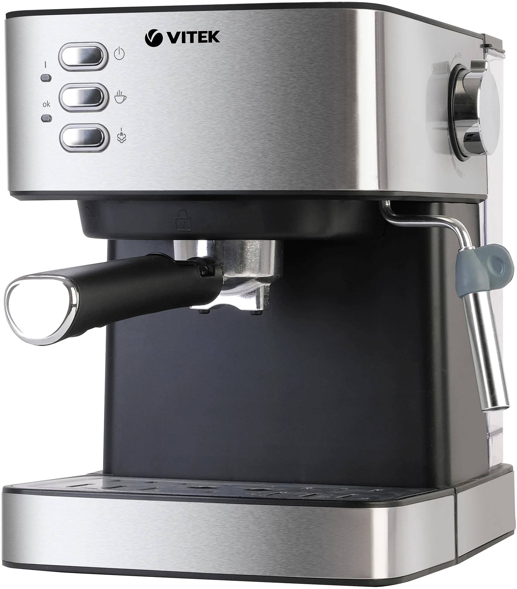 Кофеварка Vitek VT-1504,  рожковая,  нержавеющая сталь