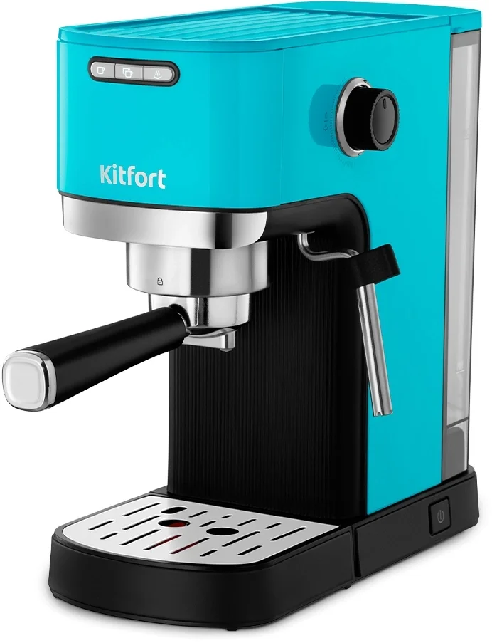 Кофеварка KitFort КТ-7461,  рожковая, бирюзовый/черный