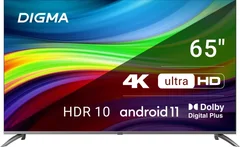 Телевизор 65" Digma DM-LED65UBB41, 4K Ultra HD, SMART TV, Android, темно-серебристый