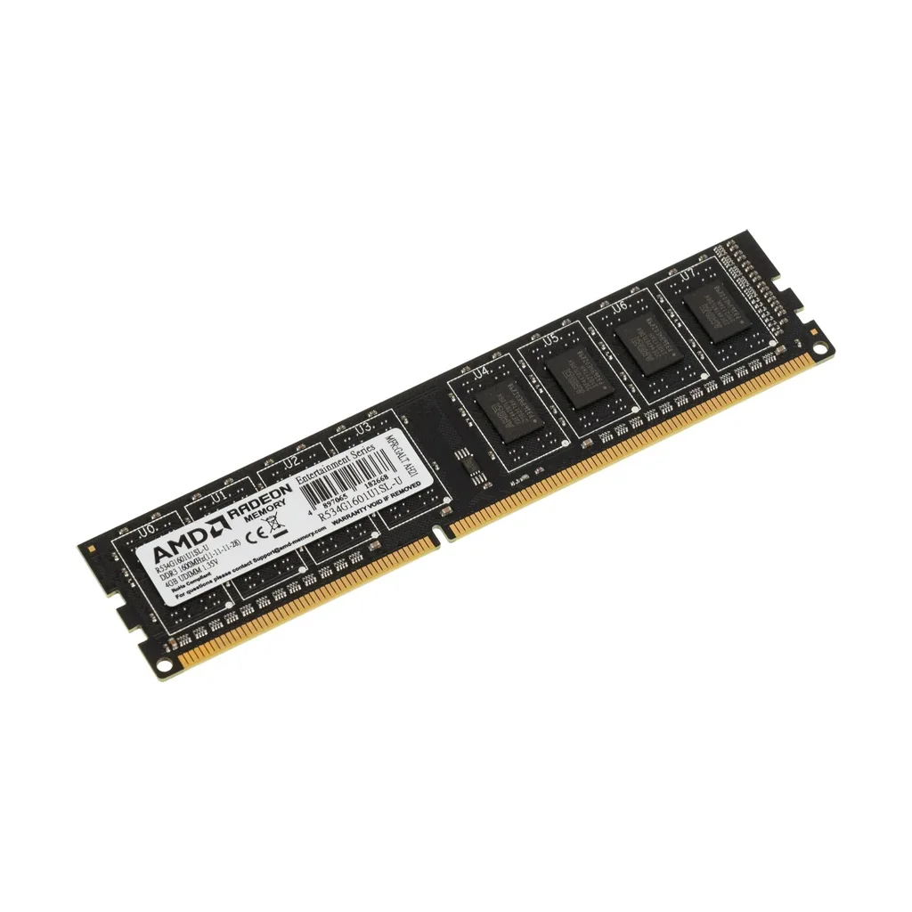 Оперативная память AMD R534G1601U1SL-U DDR3 - 1x4ГБ 1600МГц, DIMM, Ret