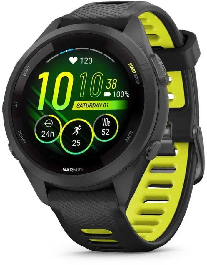 Смарт-часы Garmin Forerunner 265S, 27.5мм, 1.1", черный/желтый/черный 010-02810-13